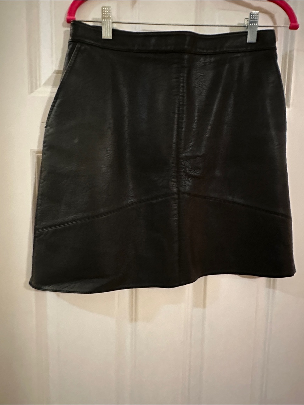 Black Faux Leather A-Line Skirt